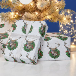 Papel De Regalo Venado y Navidades cortan en copos de nieve