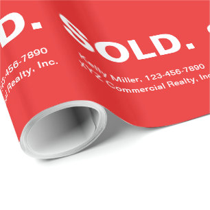 Papel De Regalo VENDIDO Marketing Inmobiliario   Rojo Audaz Minima