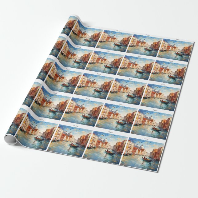 Papel De Regalo Venecia pintada, Italia (Desenrollado)