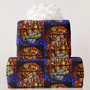 Papel De Regalo Ventana de vidrio templado Natividad Niño Jesús Na
