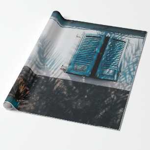 PAPEL DE REGALO VENTANAS AZULES ABIERTAS AMUEBLADAS