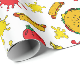 Papel De Regalo Verano BBQ Burgers Hot Dogs Grill Fiesta Barbeque