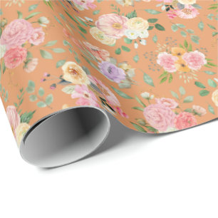 Papel De Regalo Verano Boho Floral sobre el Naranja