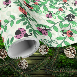 Papel De Regalo Verano - Mariquitas, Mariposas y Hojas - Rollo