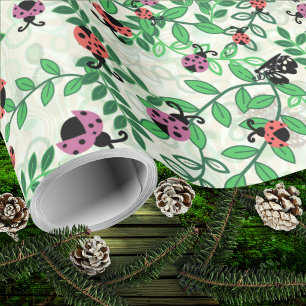 Papel De Regalo Verano - Mariquitas, Mariposas y Hojas - Rollo