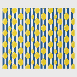 Papel De Regalo Verano Mediterráneo Rayas y Limones