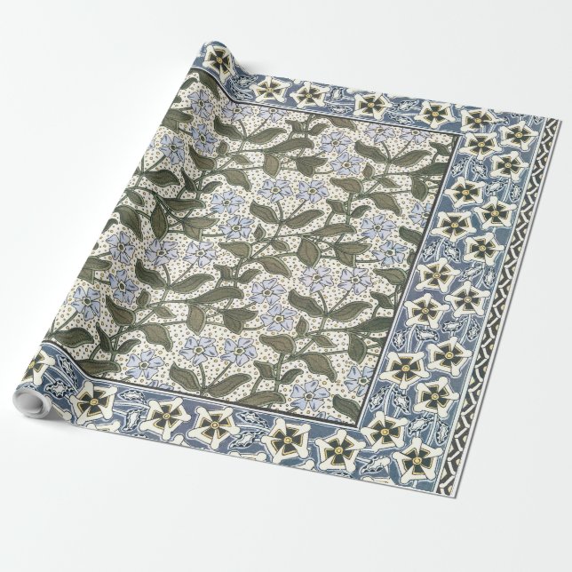 Papel De Regalo Verano Periwinkle Bonito Flor Elegante Floral (Desenrollado)