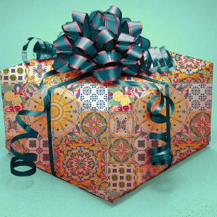 Papel De Regalo Verano Siciliano Azul Amarillo Mediterráneo Cítric