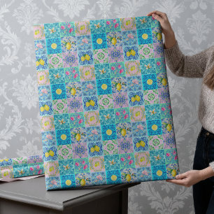 Papel De Regalo Verano Siciliano Turquesa Colorido Azulejo Amalfi