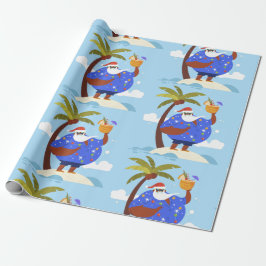 Papel De Regalo verano tropical navidades vacaciones santa negro