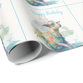 Papel De Regalo Verano Vibes acuarela Cabra - Feliz cumpleaños