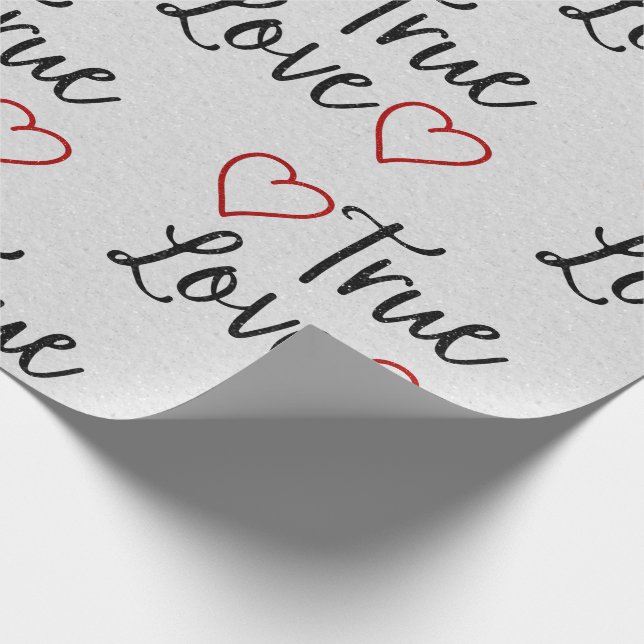 Papel De Regalo Verdadero amor negro Purpurina Valentine envuelve  (Esquina)