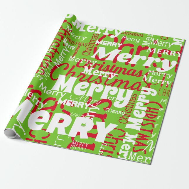 Papel De Regalo Verdadero Rojo Feliz Navidad Repetido Word (Desenrollado)