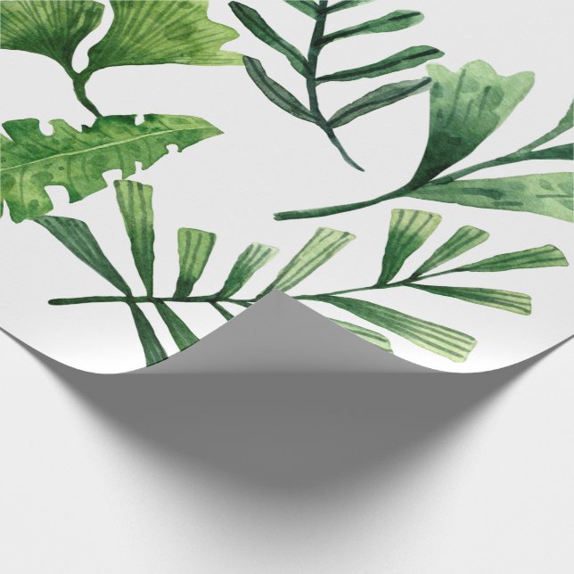 Papel De Regalo Verdant Impressions Watercolor Green Leaves Wrappi (Esquina)