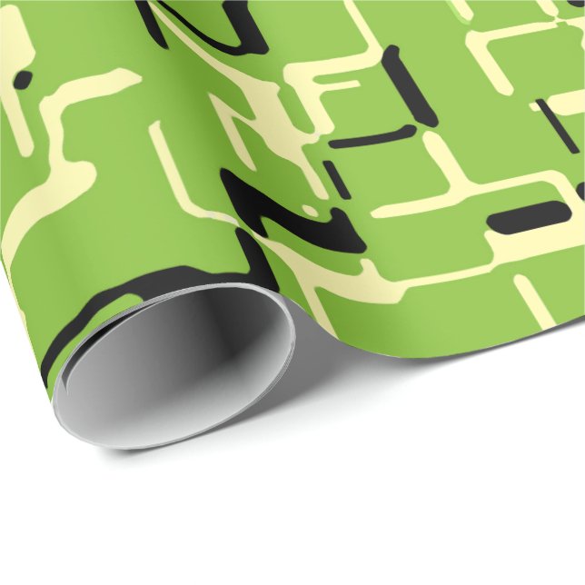 Papel De Regalo Verde/Amarillo/Negro Alegre Moderno (Esquina del rollo)