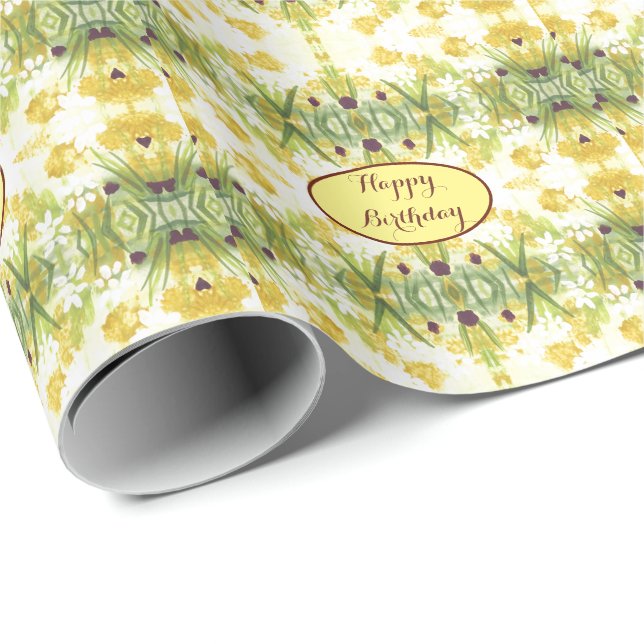 Papel De Regalo Verde amarillo y blanco (Esquina del rollo)