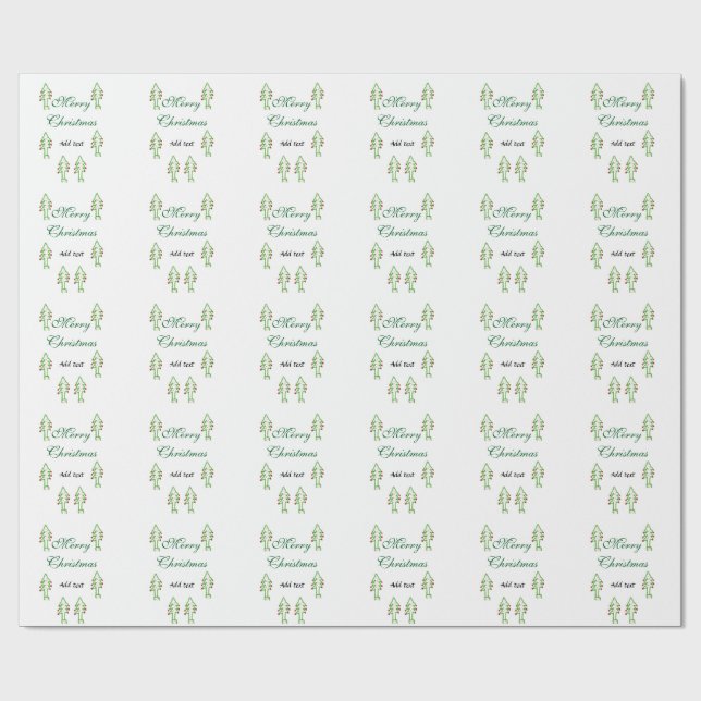 Papel De Regalo Verde árbol de navidad rojo cereza alegría Navidad (Superficie plana)
