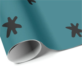 Papel De Regalo Verde azul turquesa moderno y patrón negro