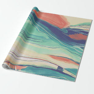 Papel De Regalo Verde azul veteado pintura abstracta pintada a