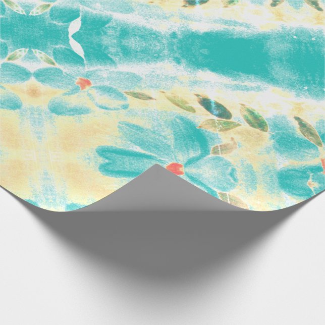 Papel De Regalo Verde azulado con floral (Esquina)