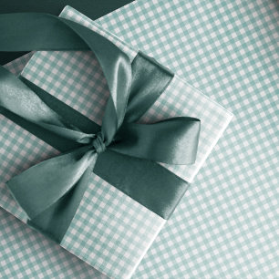 Papel De Regalo Verde azulado gingham simple lindo cheque pequeño
