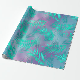 Papel De Regalo Verde azulado tropical deja gráfico