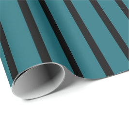 Papel De Regalo Verde azulado y negro rayado