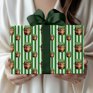 Papel De Regalo Verde Bosque Chic Barril de Trébol Día de San Patr