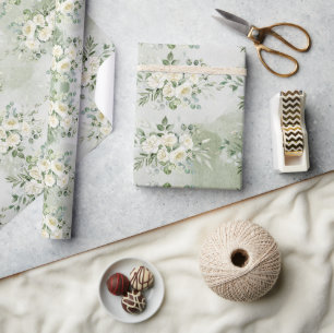 Papel De Regalo Verde Botánico para la Boda de Primavera de la Nov