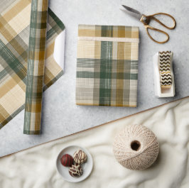 Papel De Regalo Verde caqui terroso patrón de cuadros de arena saf
