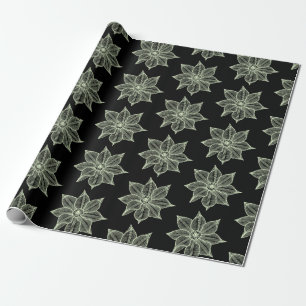 Papel De Regalo Verde claro sobre las flores negras obscenas
