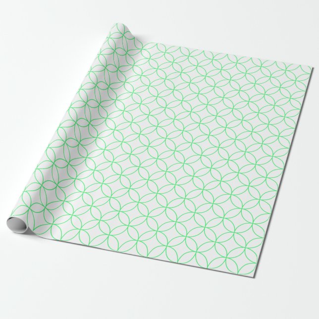 Papel De Regalo Verde claro sobre los círculos blancos superpuesto (Desenrollado)
