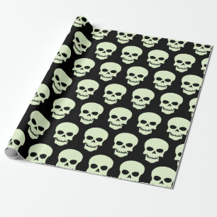 Papel De Regalo Verde claro sobre los cráneos negros