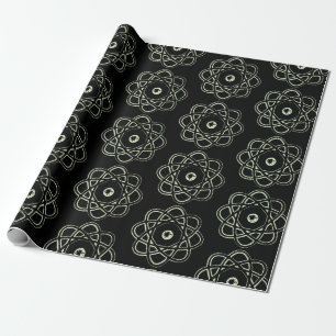Papel De Regalo Verde claro sobre los símbolos de Átomo negro