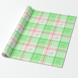 Papel De Regalo Verde claro y rosa Feliz Pascua