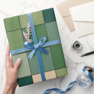 Papel De Regalo Verde Cuadros