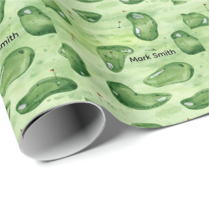 Papel De Regalo Verde de campo de golf con bandera roja