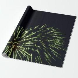 Papel de regalo verde de los fuegos artificiales