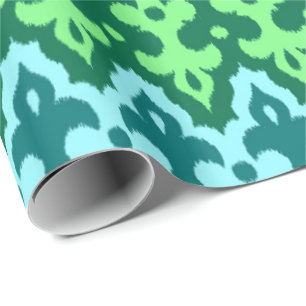 Papel De Regalo Verde del damasco, de la turquesa y de jade de