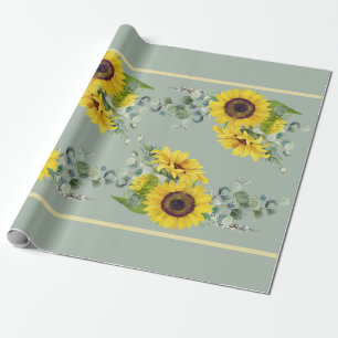 Papel De Regalo Verde del girasol dorado Eucalpytus