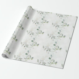Papel De Regalo Verde elegante de eucalipto  