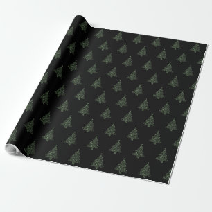 Papel De Regalo Verde elegante del negro del modelo rayado del