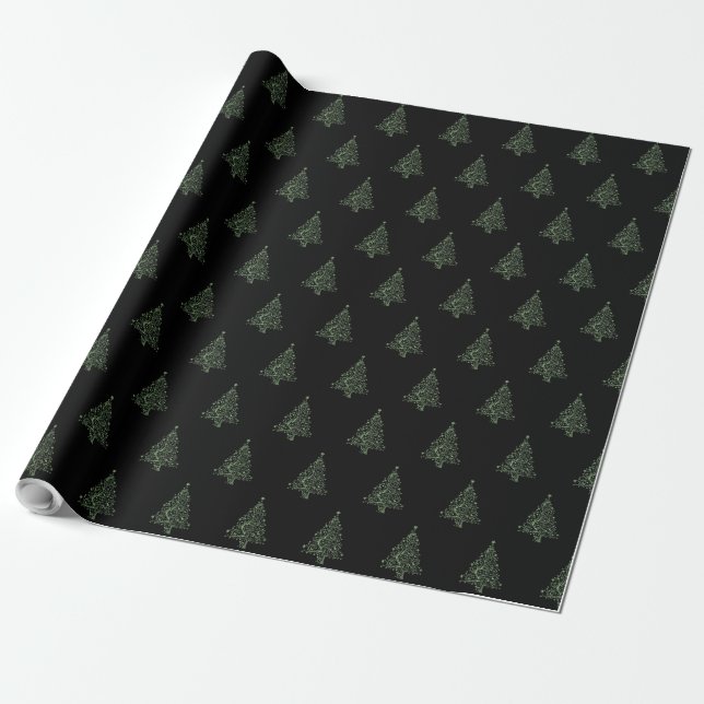 Papel De Regalo Verde elegante del negro del modelo rayado del (Desenrollado)