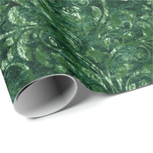 Papel De Regalo Verde esmeralda machacado damasco real del