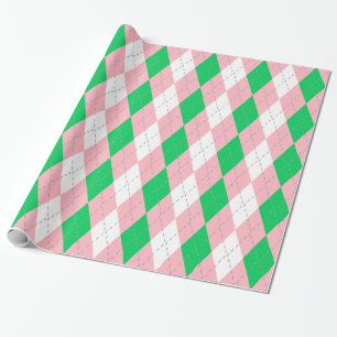 Papel De Regalo Verde Esmeralda Rosa Gris Oscuro Blanco XL Argyle