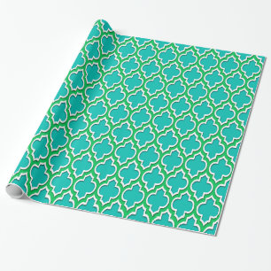 Papel De Regalo Verde Esmeralda Teal Blanco XL Marruecos #4DS