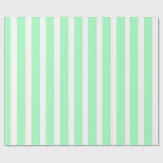 Papel De Regalo Verde Espuma de Mar y Raya Vertical Blanca