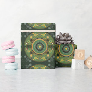 Papel de regalo verde estilo arte aborigen 