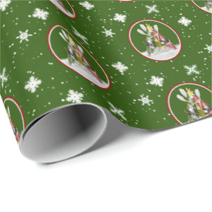 Papel De Regalo Verde festivo de los kajaks del modelo del árbol
