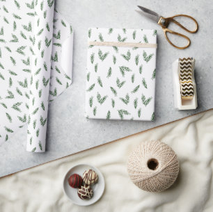 Papel de regalo verde festivo del pino del foco el